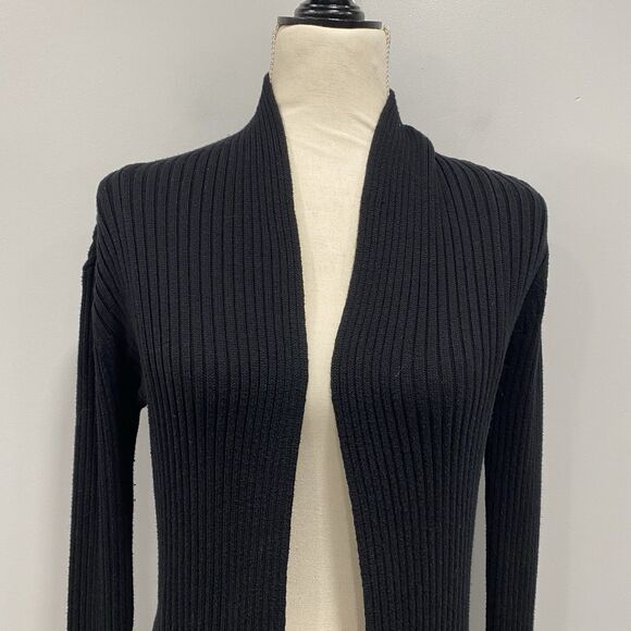 Cabi M Black Sweetheart Open Waterfall Cardigan Long Rib Knit Sweater Witchy - Picture 4 of 16